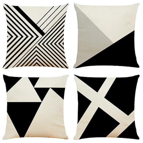 

Geometric Double Side Cushion Cover 4PC Soft Decorative Square Throw Pillow Cover Cushion Case Pillowcase for Bedroom Livingroom Superior Quality Machine Washable Indoor Cushion for Sofa Couch Bed Chair