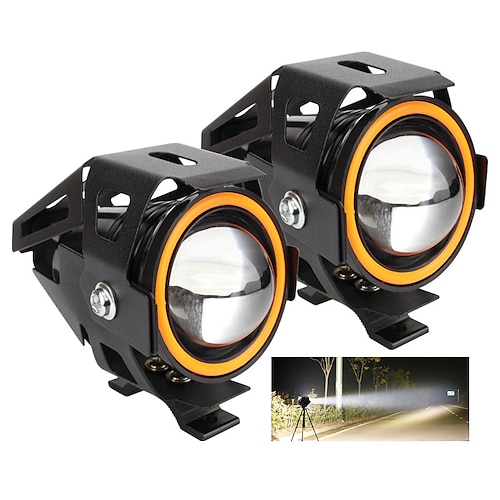 

1pcs/set Motorcycle Angel Eyes Headlights 125W Motorbike Spotlight U7 LED Moto Driving Auxiliary Car Fog light DRL Headlamp Accessories