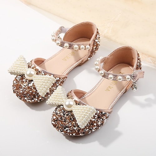 

Girls' Flats Flower Girl Shoes Princess Shoes School Shoes Rubber PU Little Kids(4-7ys) Big Kids(7years ) Daily Party & Evening Walking Shoes Rhinestone Bowknot Sparkling Glitter Champagne Silver