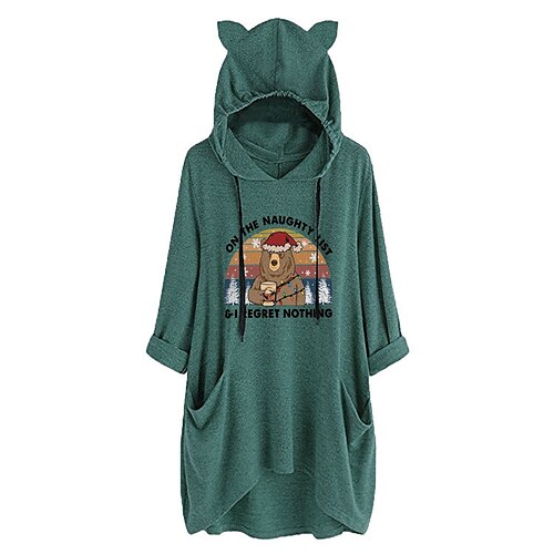 

Inspired by Christmas Bear letter Hoodie Anime Cartoon Anime Cat Ear Harajuku Graphic Hoodie For Men's Women's Unisex Adults' Hot Stamping Polyster