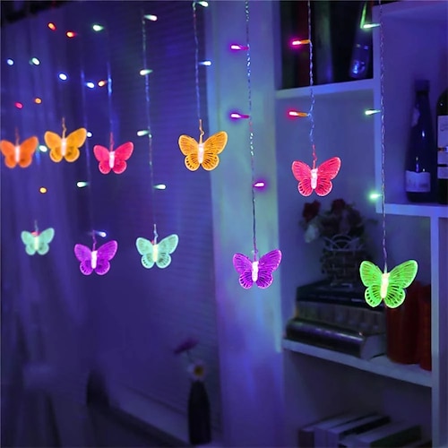 LED Christmas Fairy Light Butterfly Curtain String Lights 3.5M 96LEDs ...