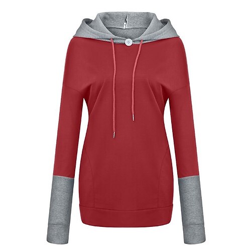 

Women's Pullover Casual Blue Red Black Solid Color Casual Hoodie Long Sleeve S M L XL 2XL