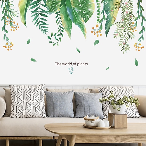 

Floral Plants Wall Stickers Bedroom Living Room Removable Pre-pasted PVC Home Decoration Wall Decal 90X30CM 2pcs