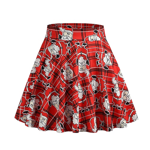 

Women's Skirt Swing Mini Polyester 19 Green Plaid Green Black Purple Skirts Pleated Print Fashion Christmas Weekend S M L