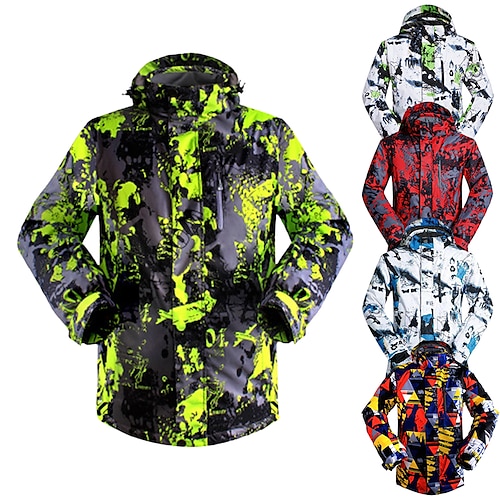 

MUTUSNOW Men's Ski Jacket Snow Jacket Outdoor Winter Thermal Warm Waterproof Windproof Breathable Hooded Jacket for Skiing Snowboarding Winter Sports Mountaineering