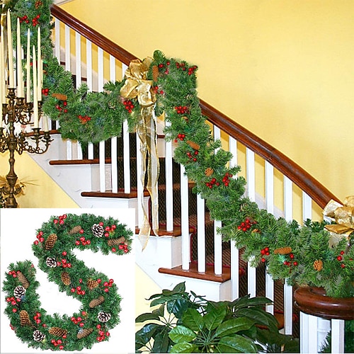 

270CM Christmas Garland Green Rattan with Merry Christmas Decorations for Home Kids Xmas Tree Ornaments 2022 New Year