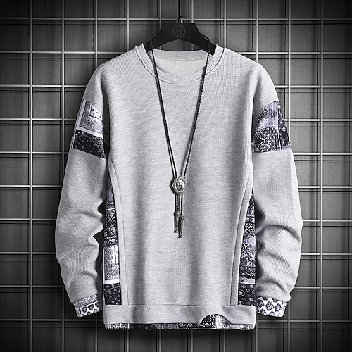 

Homme Sweat shirt Noir Blanche Gris foncé Gris Col Ras du Cou Bloc de couleur Sport Loisir du quotidien Vacances Vêtement de rue basique Décontractées Printemps Automne Vêtement Tenue Pulls