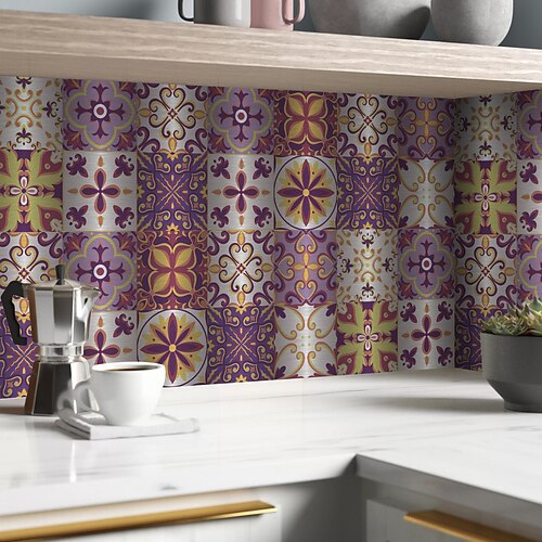 

Brushed Silver Foil Tile Sticker Self-adhesive Kitchen Wall Sticker Metal Texture Gold And Silver Purple Red Brick Wall Sticker