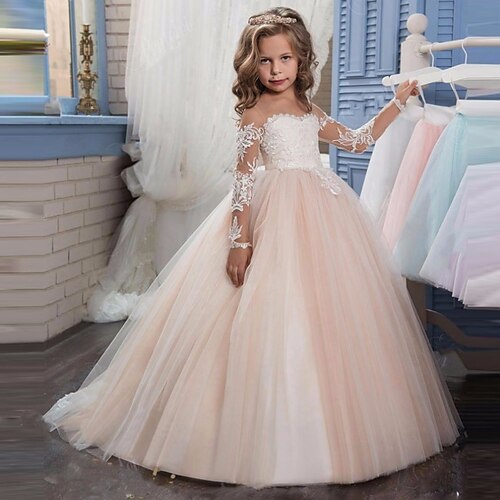 

Kinder Wenig Mädchen Kleid Grafik Einfarbig Blume A Linie Kleid Party Geburtstag Gerüscht Gitter Spitze Beige Maxi Ärmellos Prinzessin nette Art Kleider Herbst Frühling Regular Fit 2-8 Jahre