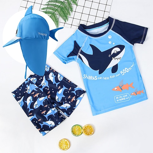 

Toddler Boys Three Piece Swimwear Outdoor Animal Active Bathing Suits 1-5 Years Summer Blue