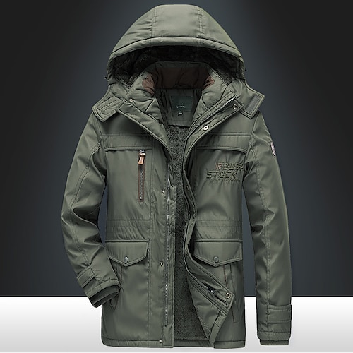 

Men's Puffer Jacket Winter Jacket Quilted Jacket Winter Coat Parka Thermal Warm Breathable Outdoor Street Daily Solid Color Outerwear Clothing Apparel Sporty Casual Black Army Green Khaki