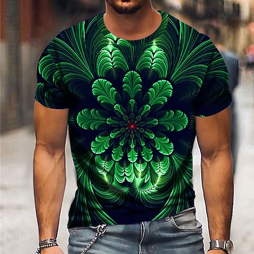 

Hombre Camiseta Hojas Escote Redondo Verde Trébol Impresión 3D Exterior Calle Manga Corta Estampado Ropa Deportes Moda Ropa deportiva Casual / Verano