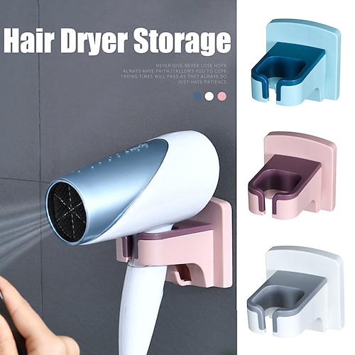 

Wall-mounted Self Adhesive Hair Dryer Holder Bathroom Shelf Storage Hairdryer Rack Organizer Hanger Bathroom Accessories