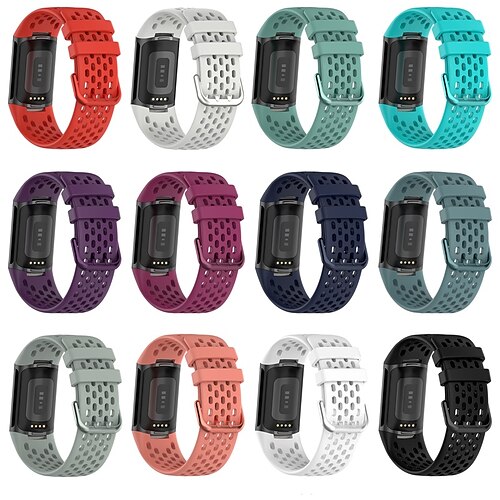 

1 pcs Reim til Smartklokke til Fitbit Ladning 5 Fitbit Charge 5 Silikon Smartklokke Stropp Myk Pustende Sportsrem Erstatning Armbånd