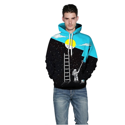 

Herren Hoodie Sweatshirt Kapuze Blau Schwarz Mit Kapuze Galaxis 3D Bedruckt Casual Täglich Festtage 3D-Druck Sportbekleidung Casual Groß und hoch Herbst Winter Bekleidung Kapuzenpullover Sweatshirts