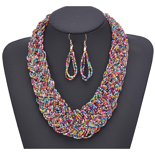 

Necklace 1 set Alloy 1 Necklace Earrings Women's Classic Braided Joy Geometric Jewelry Set For Street Gift Daily