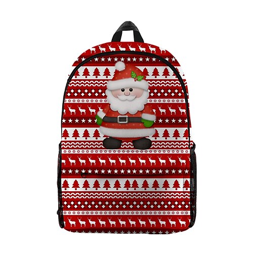 

Unisex Oxford Cloth 300D School Bag Commuter Backpack Large Capacity Breathable Zipper Tiered School Daily Christmas Wine Red