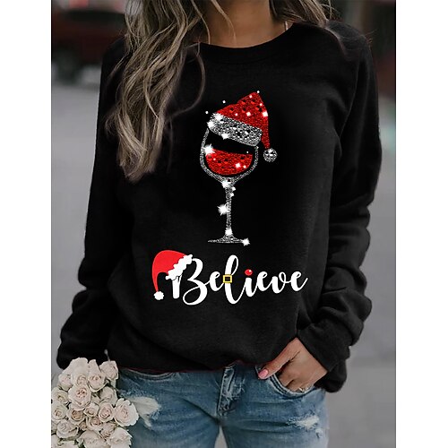 

Women's Sweatshirt Pullover Green Black Red Round Neck Text Ugly Christmas Print Christmas Gifts Christmas Sports 3D Print Active Streetwear Clothing Apparel Hoodies Sweatshirts