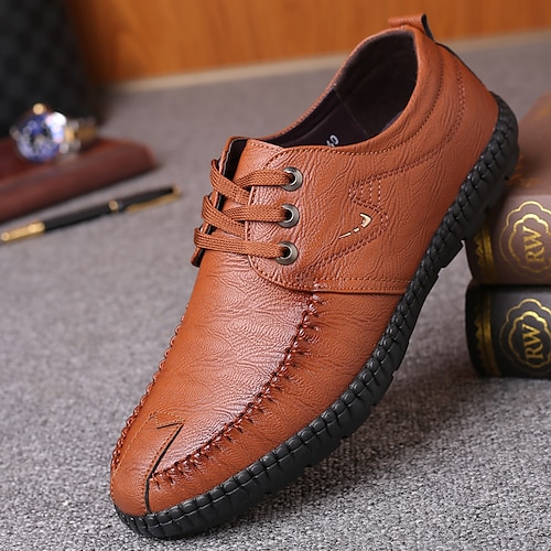 

Men's Oxfords Business Casual Classic Daily Office & Career PU Black Yellow Winter Fall
