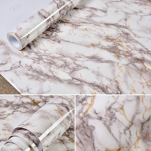 

Self Adhesive PVC Waterproof Oil-Proof Marble Wallpaper Furniture Renovation Wall Sticker Contact Paper Wall 10060cm(3924"") For Kitchen Bathroom Decor