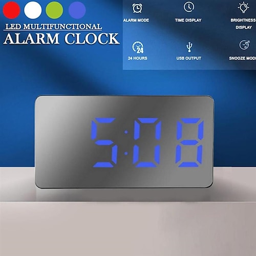 

LED light mirror digital wake-up alarm clock bedroom living room office multifunctional electronic mini alarm clock