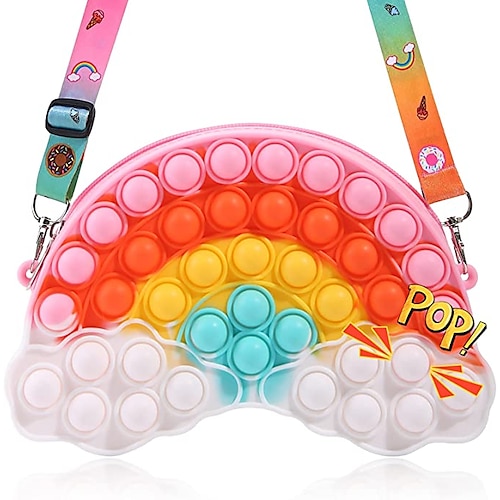 

Pop Fidget Toys Shoulder Bag- Rainbow Pop Fidgets Bag Purse for Girls- Relief Stress Sensory Fidget Toys for Teenagers- Push Popper Crossbody Handbags Christmas Pop Birthday Party Gifts(20.5cm11.5cm)