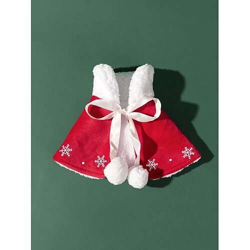 

Dog Cat Cloak Snowflake Adorable Sweet Christmas Festival Winter Dog Clothes Puppy Clothes Dog Outfits Warm Red Costume for Girl and Boy Dog Polyster XS S