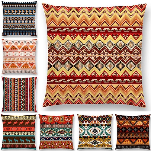 

Geometric Double Side Cushion Cover 8PC Soft Decorative Square Throw Pillow Cover Cushion Case Pillowcase for Bedroom Livingroom Superior Quality Machine Washable Indoor Cushion for Sofa Couch Bed Chair