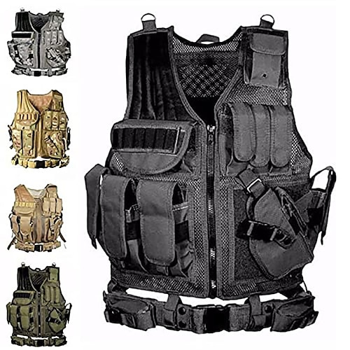 

Men's Military Tactical Vest Airsoft Vest Outdoor Adjustable Size Multi-Pockets Multifunctional Lightweight Camo / Camouflage Vest / Gilet Nylon Hunting Training Game CP Color ACU camouflage Khaki