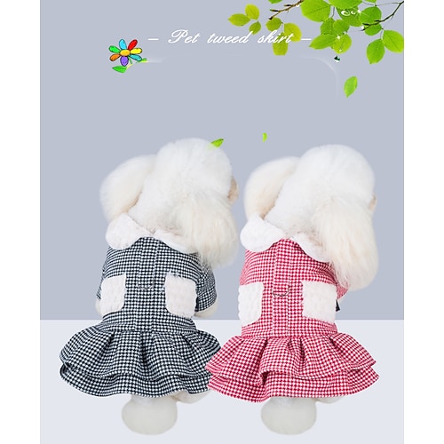 

Fur Collar Cat Princess Skirt Fleece Warm Wool Dog Skirt Pet Winter Teddy Skirt