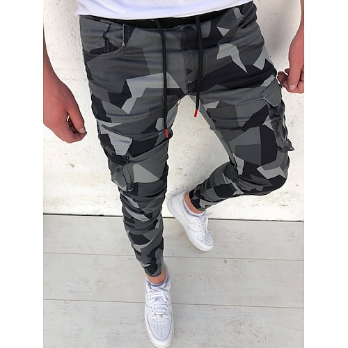 Men's Cargo Pants Cargo Trousers Joggers Trousers Camo Pants Drawstring  Elastic Waist Classic Camouflage Comfort Soft Full Length Daily Sports  Stylish Casual Camouflage Dark Gray Micro-elastic 2024 - $33.99