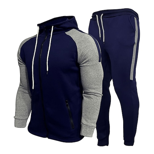 

Homme Ensemble Survetement Survêtement Ensemble de jogging 1 blanc 3 noir 2 gris foncé 4 Marine Capuche Bloc de couleur Vêtement de sport Hiver Vêtement Tenue Pulls Capuche Pulls molletonnés manche