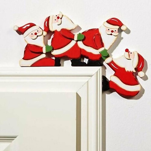 

New Year Creativity Wooden Door Frame Decor Funny Christmas Santa Reindeers Creative Christmas Decoration Ornament Holiday Gifts