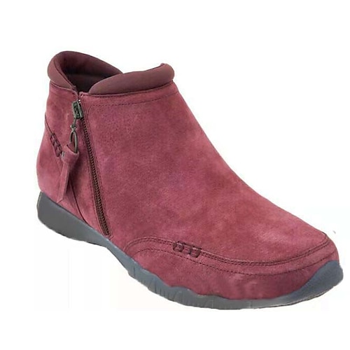 

Women's Boots Booties Ankle Boots Flat Heel Round Toe Synthetics Zipper Solid Colored Black Green Red