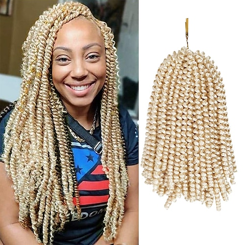 

Blonde Spring Twist Hair 1 pack Spring Twist 613 Low Temperature Hair Extensions Kanekalon Synthetic Crochet Braiding Hair 8 Inch 30 Strands 110g/Pack 8inch 30 Roots/pack