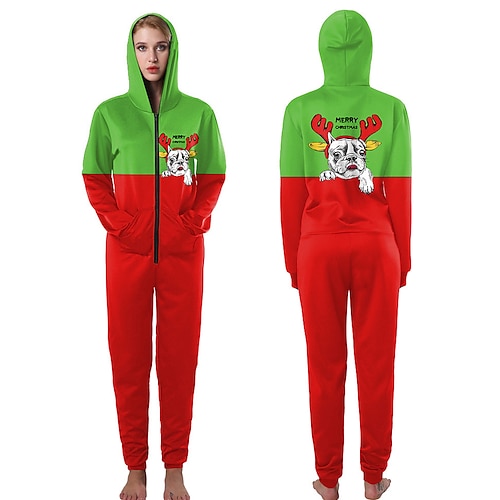 

Santa Claus Christmas Pajamas Men's Women's Couple's Special Christmas Christmas Carnival Masquerade Adults' Party Christmas Vacation Polyester Onesie