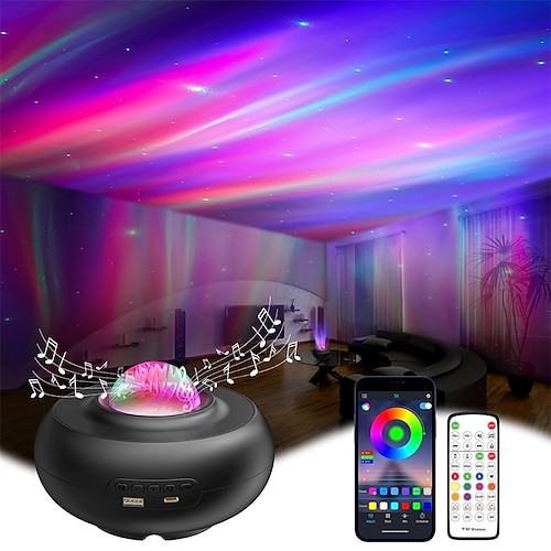 

Aurora Star Light Projector RGBW Music Sync LED Galaxy Star Projector Night Light Controlled by APP&Remote Color Changing Projector for Kids Adult Room Party Christmas Birthday