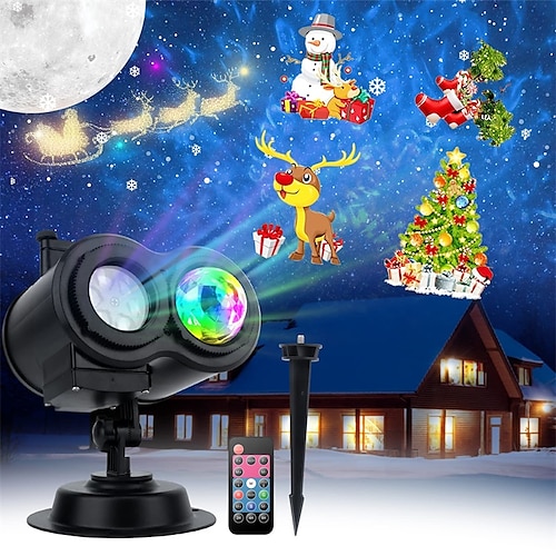 

Christmas Projector Lights Outdoor Christmas LED Projector Lights Moving Patterns 2-in-1 Snowflake Landscape Light 12 Slides 4 Colors Ocean Wave with Remote Control