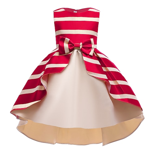 

Kids Girls' Dress Stripe Party Dress Dress Performance Cotton Sleeveless Beautiful Dress 3-10 Years Spring Purple Orange Red / Summer / Sweet