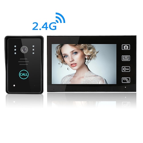 

Wireless 2.4GHz Video Recording 7-inch display hands-free intercom one-to-one video doorbell home security camera