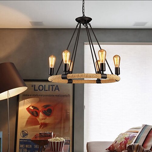 

63 cm pendel lys led lanterne design hampetau lysekrone vintage 220-240v