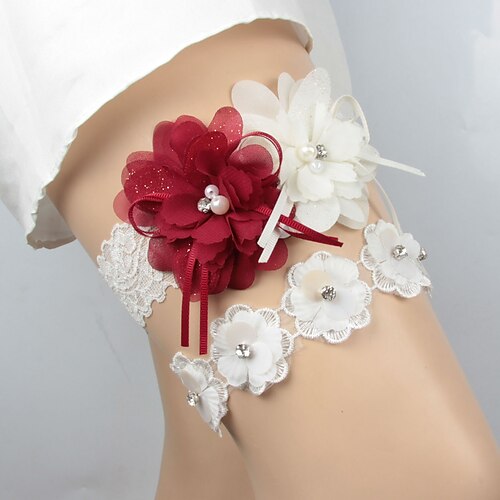 

Polyester Flower Style Wedding Garter With Rhinestone Garters Wedding