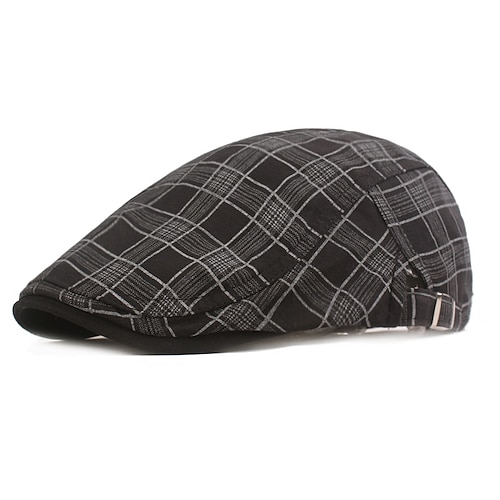 

Beret Men Spring Autumn Hat Vintage Plaid Newsboy Driving Flat Cap Simple Daily Hat Beret Adjustable Dad Beret Cap