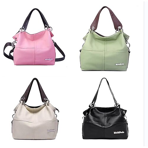 

Women's Leather Bags Handbags Tote PU Leather Zipper Solid Color Daily Green Black Pink Khaki