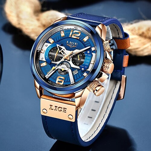 

LIGE Quartz Watch Steel Band Watches for Men's Men Analog Quartz Modern Style Waterproof Noctilucent Metal Leather / One Year