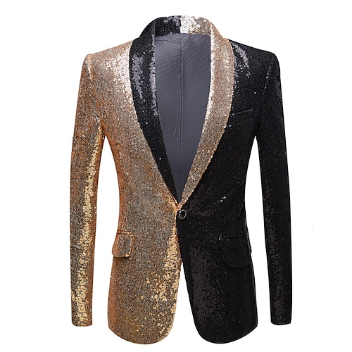 

Men's Party Blazer Regular Regular Fit Sequin Black 2022 / Winter