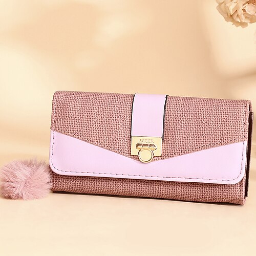 

Unisex Retro Wallet PU Leather Zipper Solid Color Daily Office & Career Dark Brown Wine Green Blue