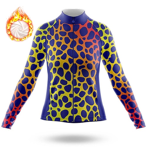 

21Grams Mulheres Manga Longa Camisa para Ciclismo Inverno Azul Poá Moto Blusas Ciclismo de Montanha Ciclismo de Estrada Tosão Elastano Poliéster Forro de Velocino Manter Quente Pavio Humido Esportes