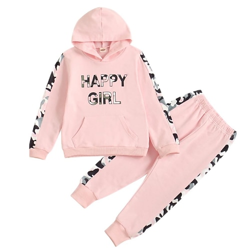 

Kids Girls' Clothing Set 2 Pieces Long Sleeve Pink Graphic Camouflage Letter Print Cotton Indoor Outdoor Cute Sweet Regular 1-5 Years / Fall / Winter