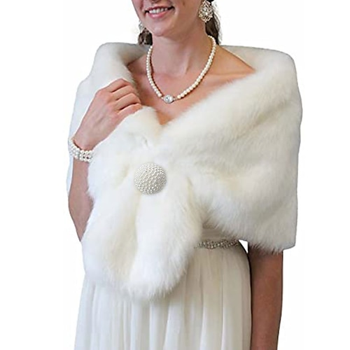 

Shawl & Wrap Faux Fur Wraps Shawls Women's Wrap Bolero Elegant Bridal Sleeveless Faux Fur Wedding Wraps With Beading For Wedding Winter